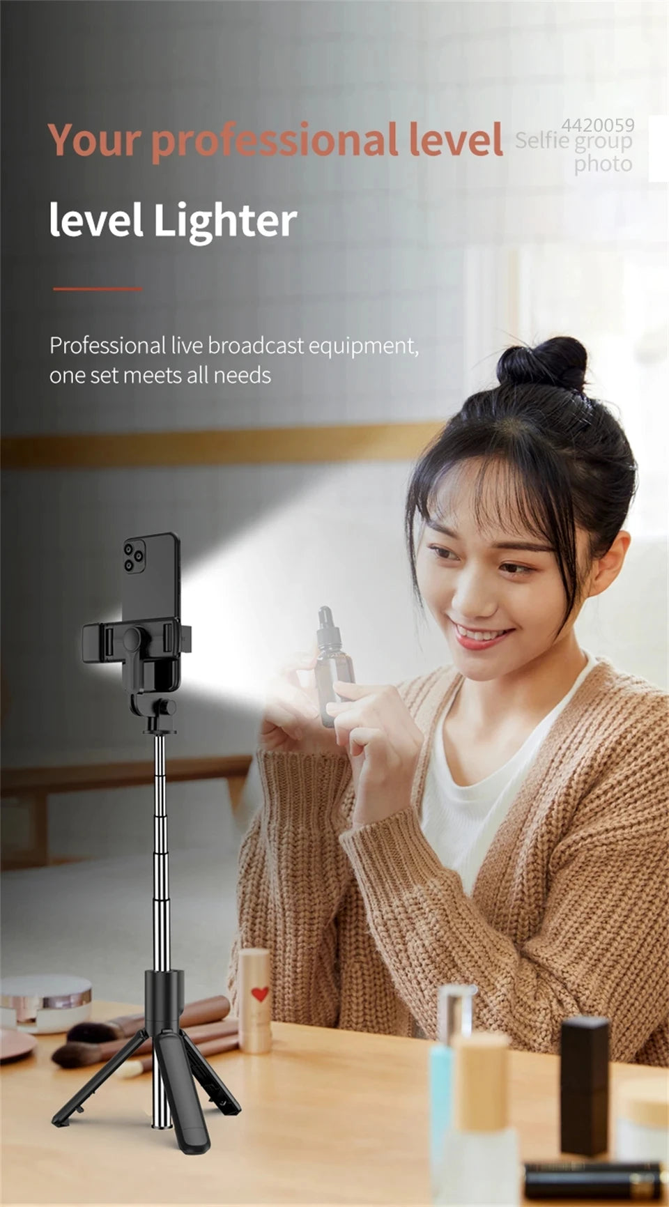 Bluetooth Selfie stick Tripod - Portable Phone Stand with Remote 