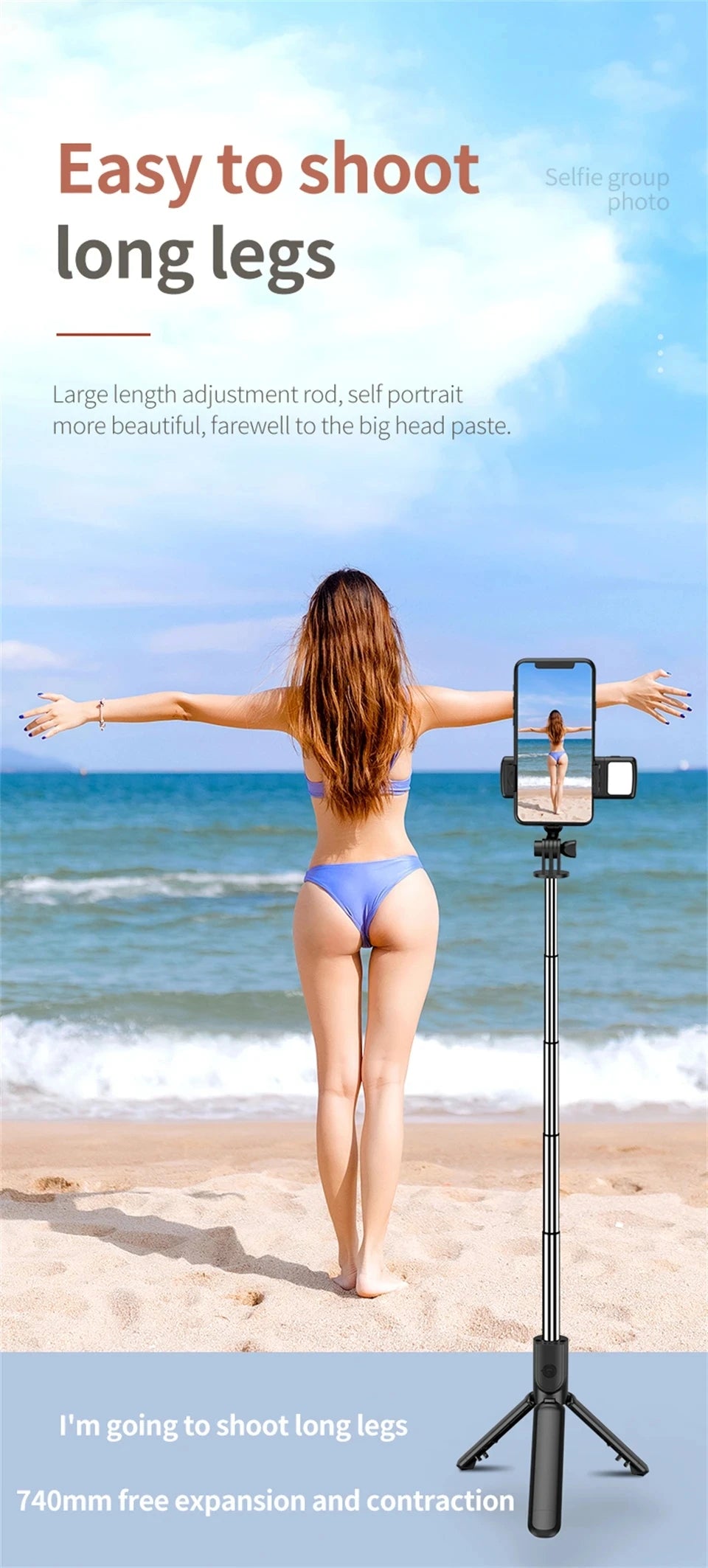 Bluetooth Selfie stick Tripod - Portable Phone Stand with Remote 