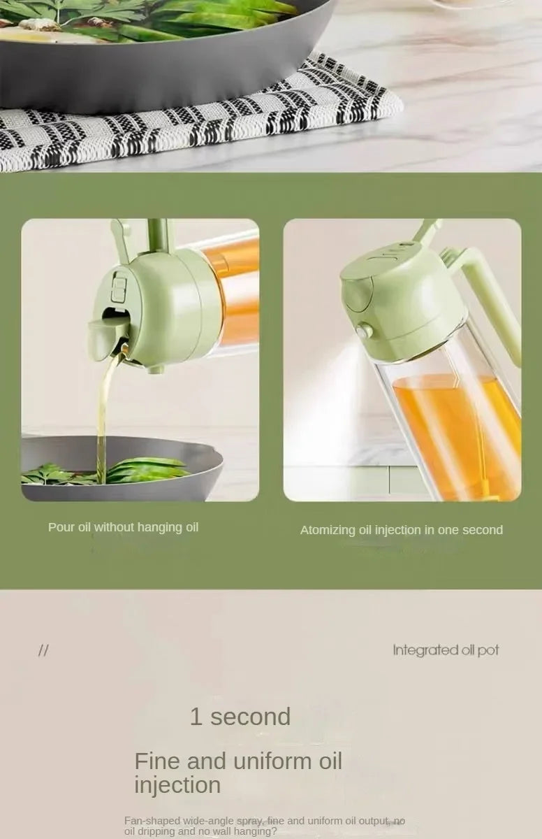 2-in-1 Oil Spray & Pour bottle - 500ml Kitchen Oil Dispenser
