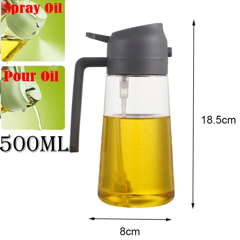 2-in-1 Oil Spray & Pour bottle - 500ml Kitchen Oil Dispenser
