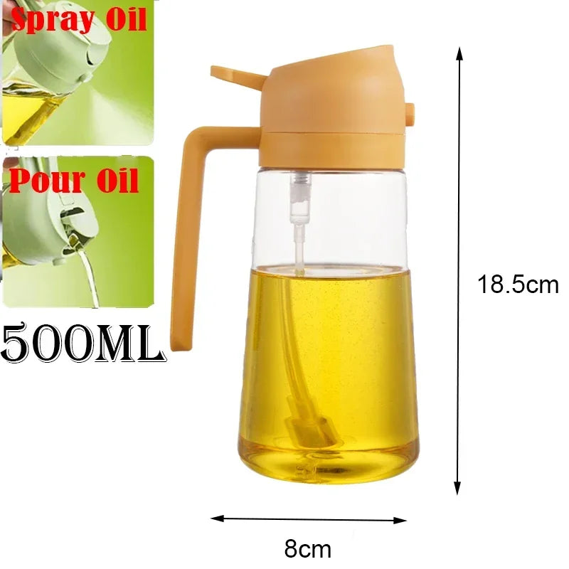 2-in-1 Oil Spray & Pour bottle - 500ml Kitchen Oil Dispenser