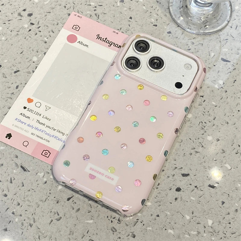 Pink polka dot shockproof phone case - stylish protective cover