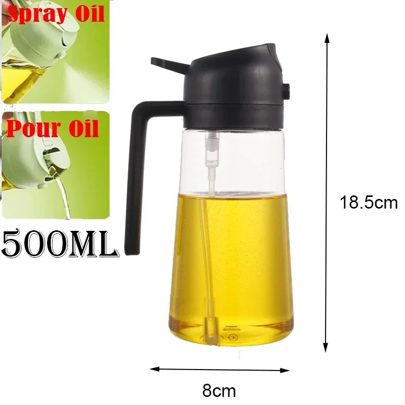 2-in-1 Oil Spray & Pour bottle - 500ml Kitchen Oil Dispenser