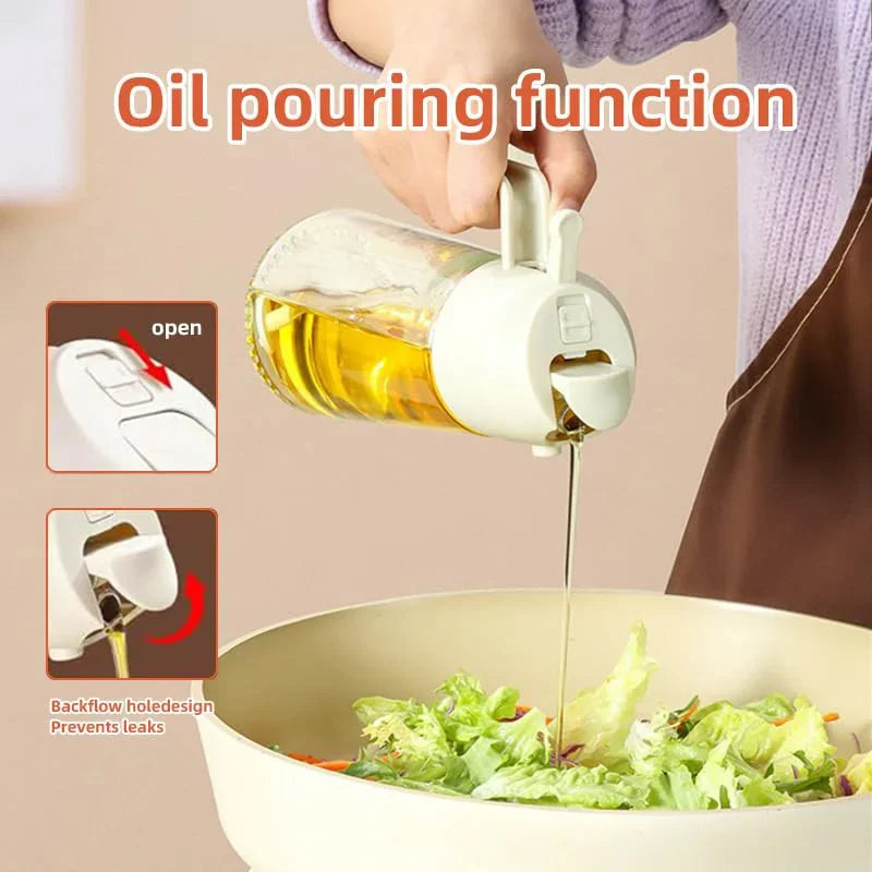 2-in-1 Oil Spray & Pour bottle - 500ml Kitchen Oil Dispenser