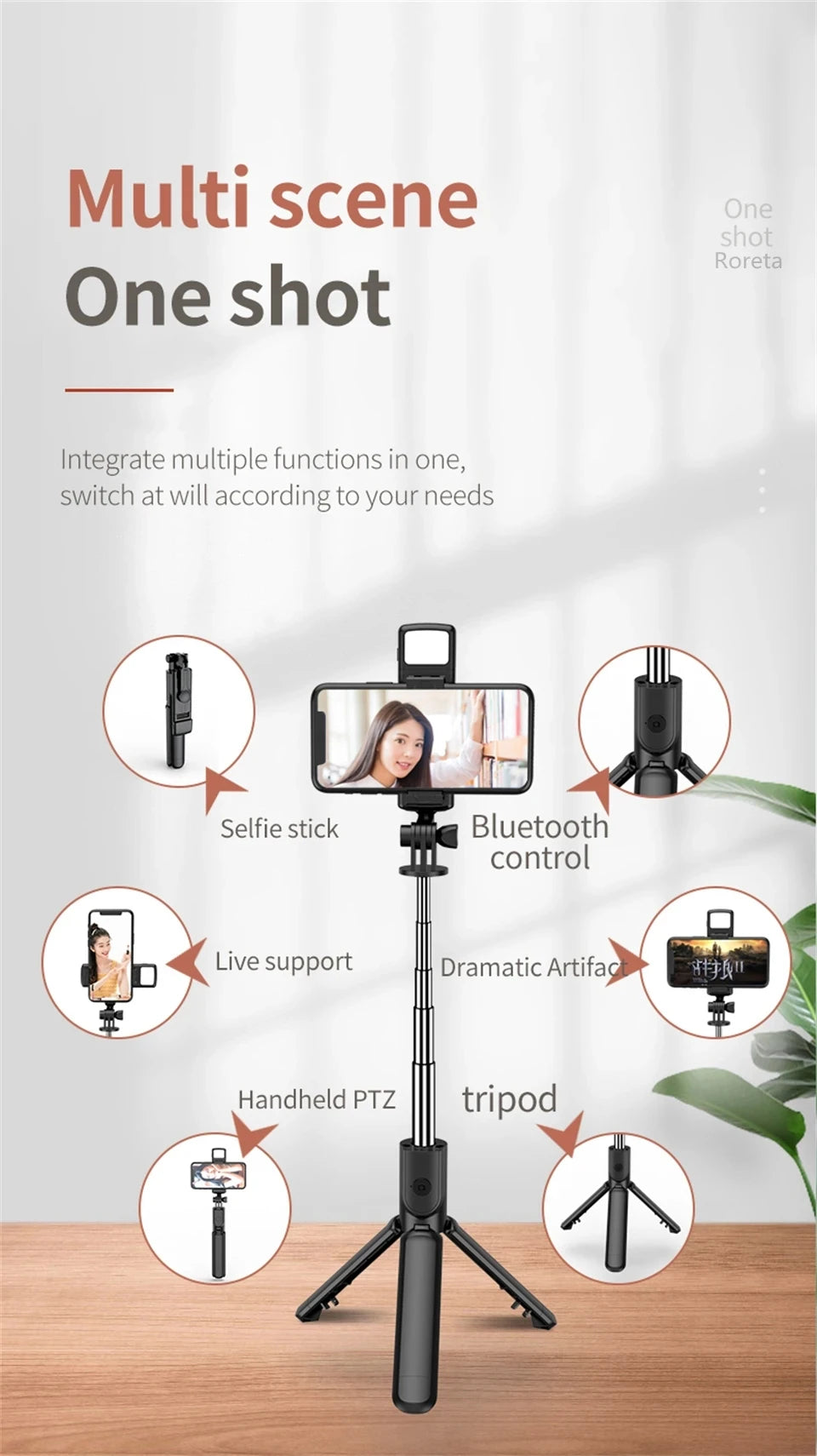 Bluetooth Selfie stick Tripod - Portable Phone Stand with Remote 