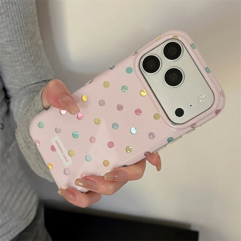 Pink polka dot shockproof phone case - stylish protective cover
