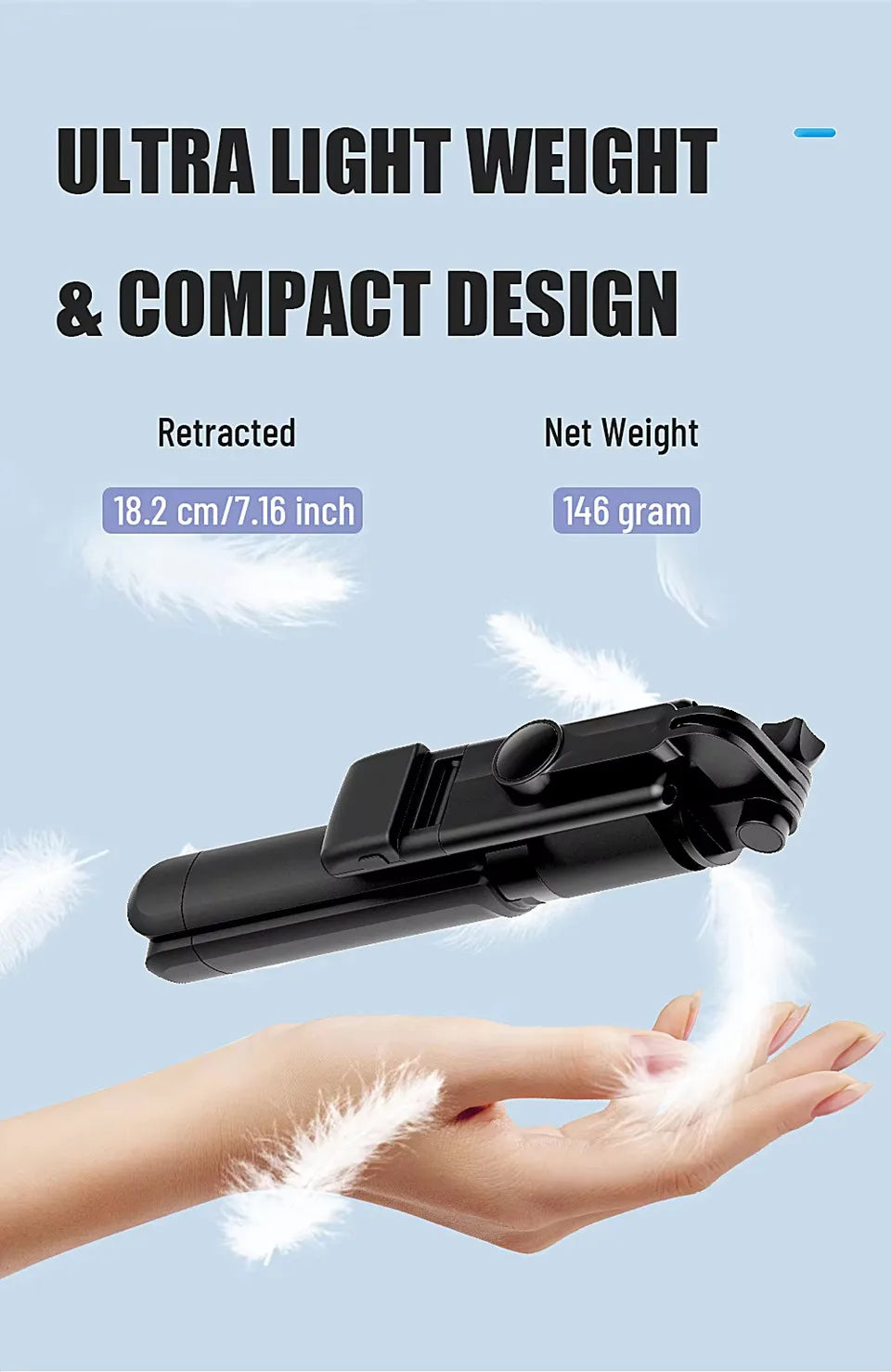 Bluetooth Selfie stick Tripod - Portable Phone Stand with Remote 