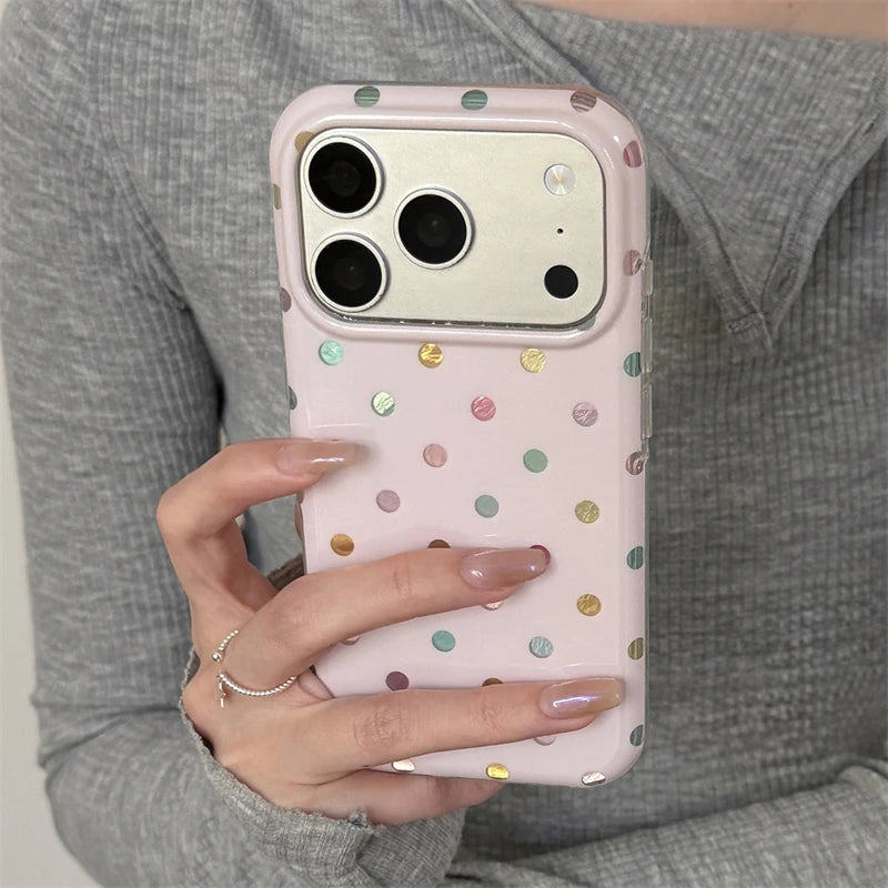 Pink polka dot shockproof phone case - stylish protective cover